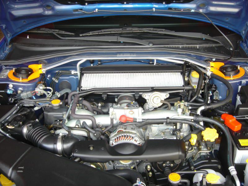 Impreza WRX 01/- GD-A ( STI ) Front (up) strut bar alu. Polished